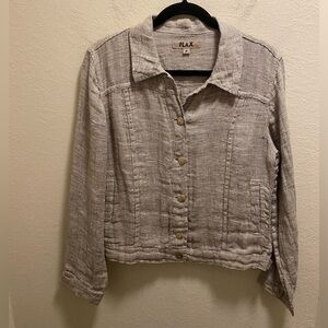 Flax 100% Linen Button Down Shacket Size P (4-6)
